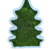 Christmas tree shaped white wooden frame filled with textured green flat moss