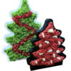 Standing Christmas tree-shaped wooden frames filled with preserved moss