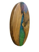 Round Solid Oak Wall Clock with Epoxy - Image 2