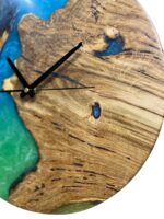 Round Solid Oak Wall Clock with Epoxy - Image 3
