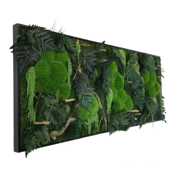 Moss Wall Art with Wood and Plants - Image 2
