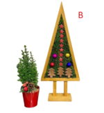 Decorative Wooden Christmas Tree with Moss and Ornaments - Image 2