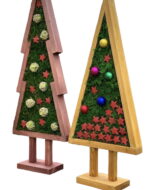 Decorative 3D Wooden Christmas Tree with Moss and Ornaments - Image 2