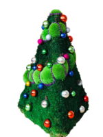 Christmas Tree Made of Ball Moss and Flat Moss with Decorations
