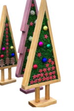 Decorative Wooden Christmas Tree with Moss and Ornaments - Image 5