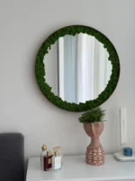 Round Mirror with Reindeer Moss – Light Edition