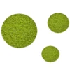 Three-piece set of round wall art panels filled with preserved moss