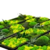 Rectangular black frames filled with green and yellow preserved reindeer moss and foliage, laid flat.