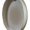 Round white wooden moss art frame with a deep rim and interior mount, angled view.