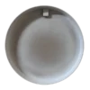 White round wooden wall art frame with recessed interior and mounting block on black background