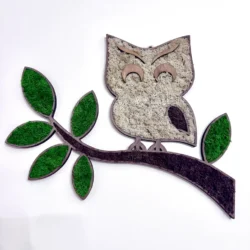 3D Wooden Owl Wall Decor with Moss – Handmade Moss Art