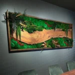 Moss, Plants, and Walnut Wood