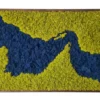 ORMPRTISYB_result_1 Strait of Hormuz Moss Art: Green land, blue water, wood frame.