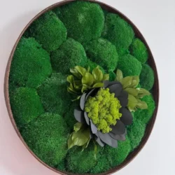 Round Moss Wall Art – Flower from Moss and Leaves