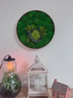Round Moss Wall Art – Flower from Moss and Leaves