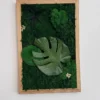 photo_2026-06-29_10-35-42_result Rectangular moss art with a large Monstera leaf and a light wooden frame on a white wall
